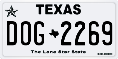 TX license plate DOG2269