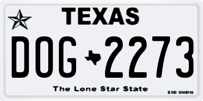 TX license plate DOG2273
