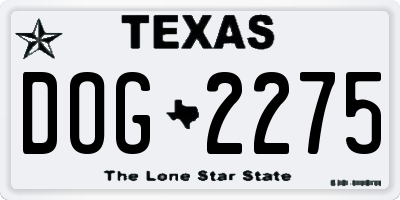 TX license plate DOG2275