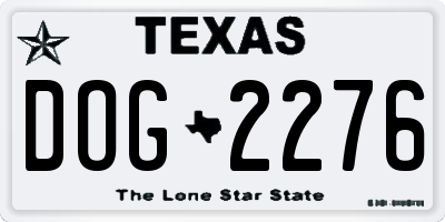 TX license plate DOG2276