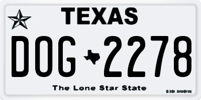 TX license plate DOG2278