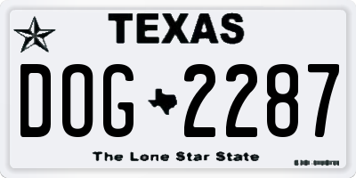 TX license plate DOG2287