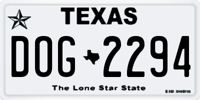 TX license plate DOG2294