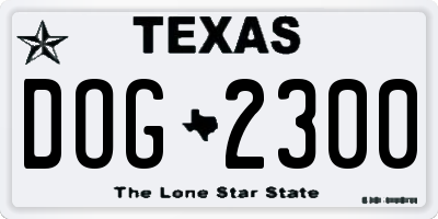 TX license plate DOG2300
