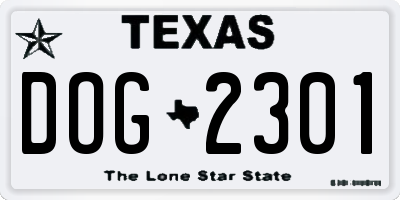 TX license plate DOG2301