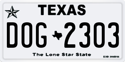 TX license plate DOG2303