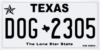 TX license plate DOG2305