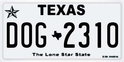 TX license plate DOG2310