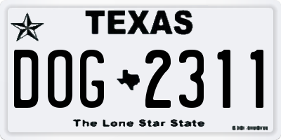 TX license plate DOG2311