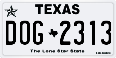 TX license plate DOG2313