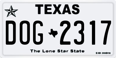TX license plate DOG2317