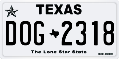 TX license plate DOG2318