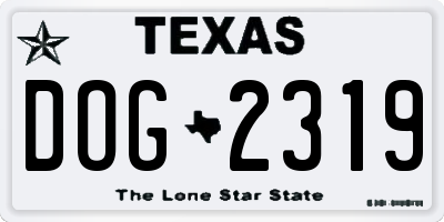 TX license plate DOG2319
