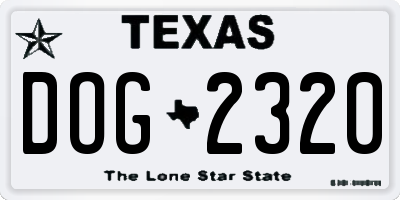 TX license plate DOG2320