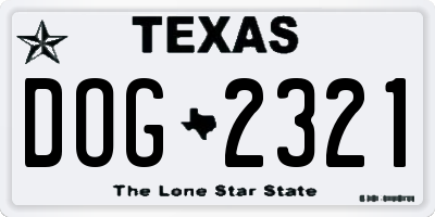 TX license plate DOG2321