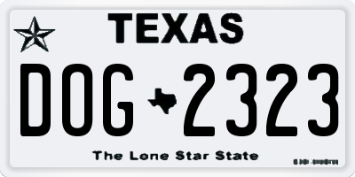TX license plate DOG2323