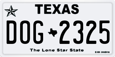TX license plate DOG2325