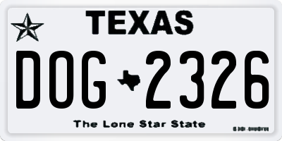 TX license plate DOG2326