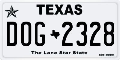 TX license plate DOG2328