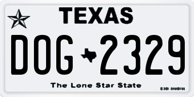 TX license plate DOG2329