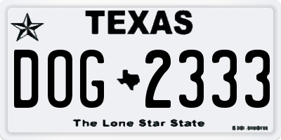 TX license plate DOG2333