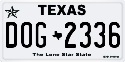 TX license plate DOG2336