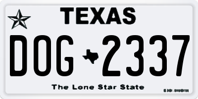 TX license plate DOG2337