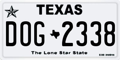TX license plate DOG2338