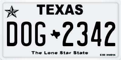 TX license plate DOG2342