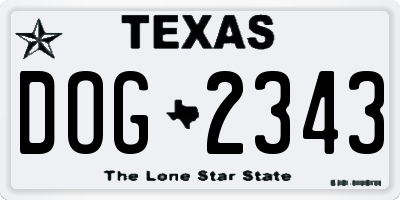 TX license plate DOG2343