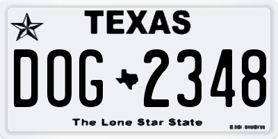 TX license plate DOG2348