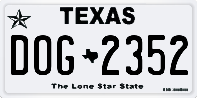 TX license plate DOG2352