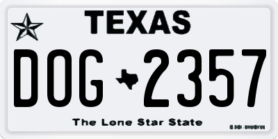 TX license plate DOG2357