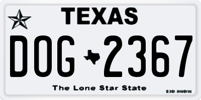 TX license plate DOG2367