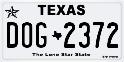 TX license plate DOG2372
