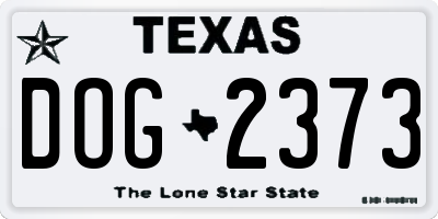 TX license plate DOG2373