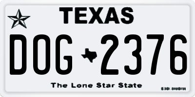 TX license plate DOG2376