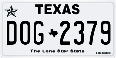 TX license plate DOG2379
