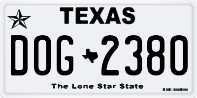 TX license plate DOG2380