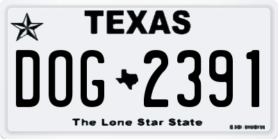 TX license plate DOG2391