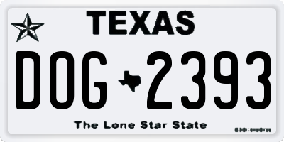 TX license plate DOG2393