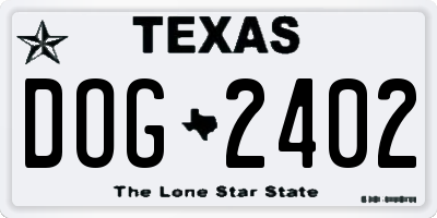 TX license plate DOG2402
