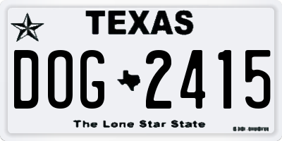 TX license plate DOG2415