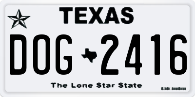 TX license plate DOG2416