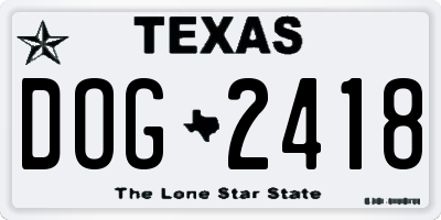TX license plate DOG2418
