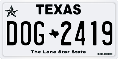 TX license plate DOG2419