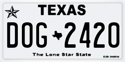 TX license plate DOG2420