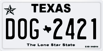 TX license plate DOG2421