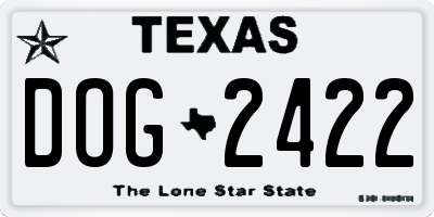 TX license plate DOG2422