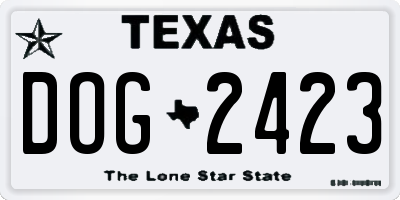 TX license plate DOG2423
